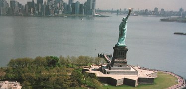 Aerial of Liberty Island
